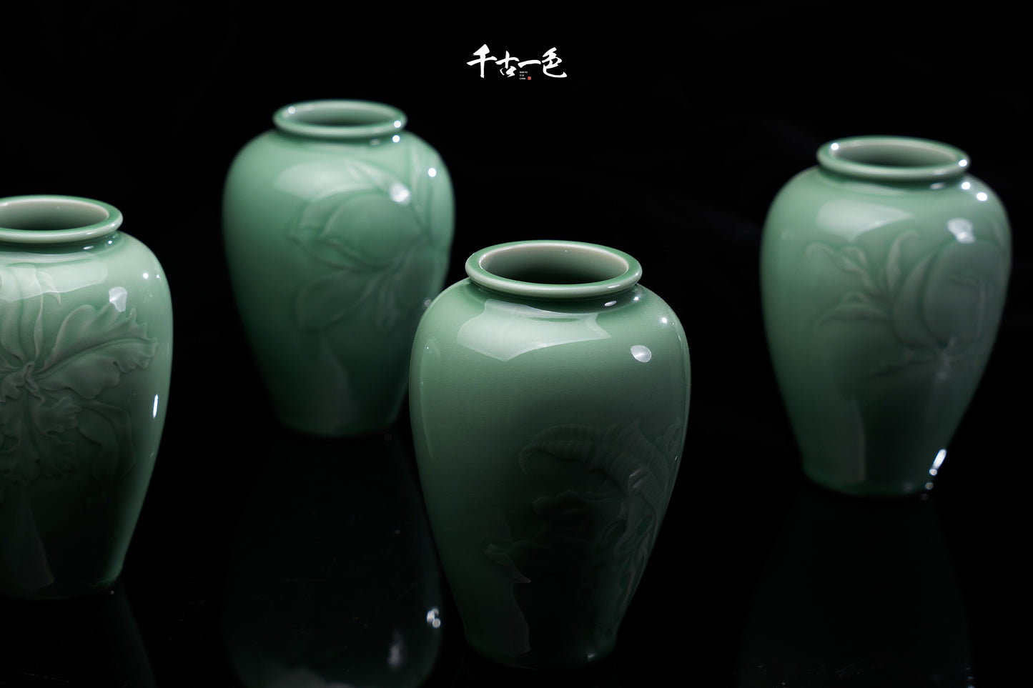 《景风》——龙泉青瓷梅子青瓶手作刻绘藏品