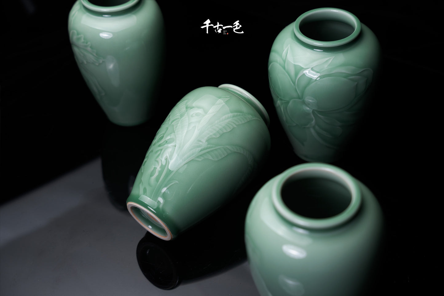 《景风》——龙泉青瓷梅子青瓶手作刻绘藏品